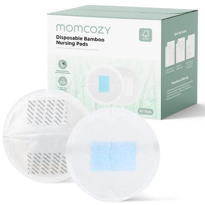 Momcozy Bamboo Disposable Nursing Pads, Advanced Blue Core for Ultra-Absorbent, Leakproof & 3D