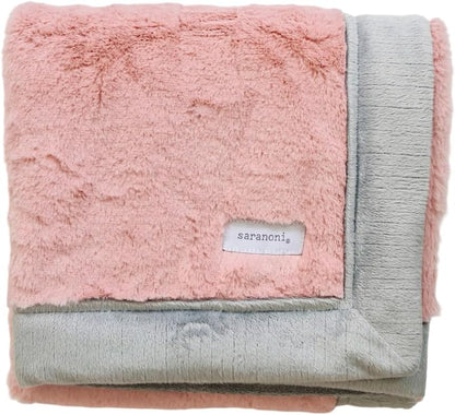 SARANONI Receiving Blankets for Babies Super Soft Boutique Quality Lush Luxury (Light Pink/Gray