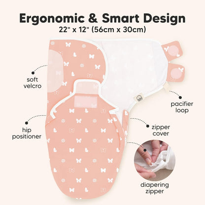Baby Swaddle Sleep Sacks with Zipper - 3-Pack Swaddles for Newborns 0-3 Months, Infant, Baby Girls