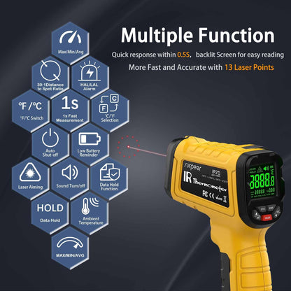 Infrared Thermometer High Temperature Gun -58℉~2732℉, 50:1 Distance Ratio, Digital Laser IR Temp