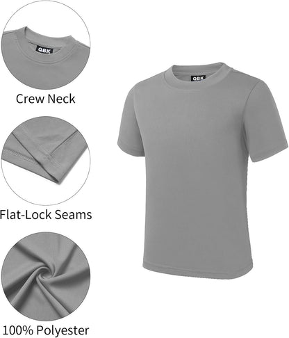 QBK 2T to Youth Neon Shirt Kids UPF 50+ Dry Fit Athletic Short Sleeve Rash Guard T Shirts for Boys Girls Sports Undershirt