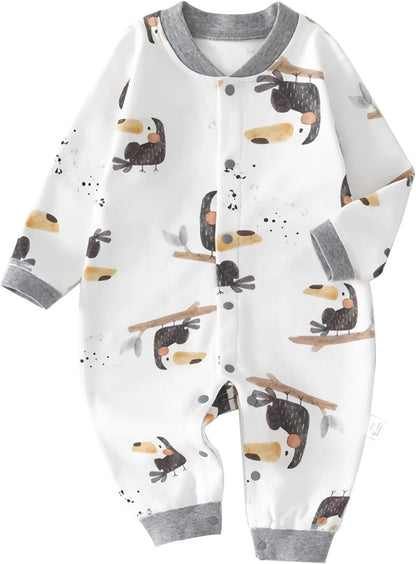 100% Organic Cotton Soft 3-24 Months Baby Romper Jumpsuits for Boys and Girls Unisex Long Sleeve