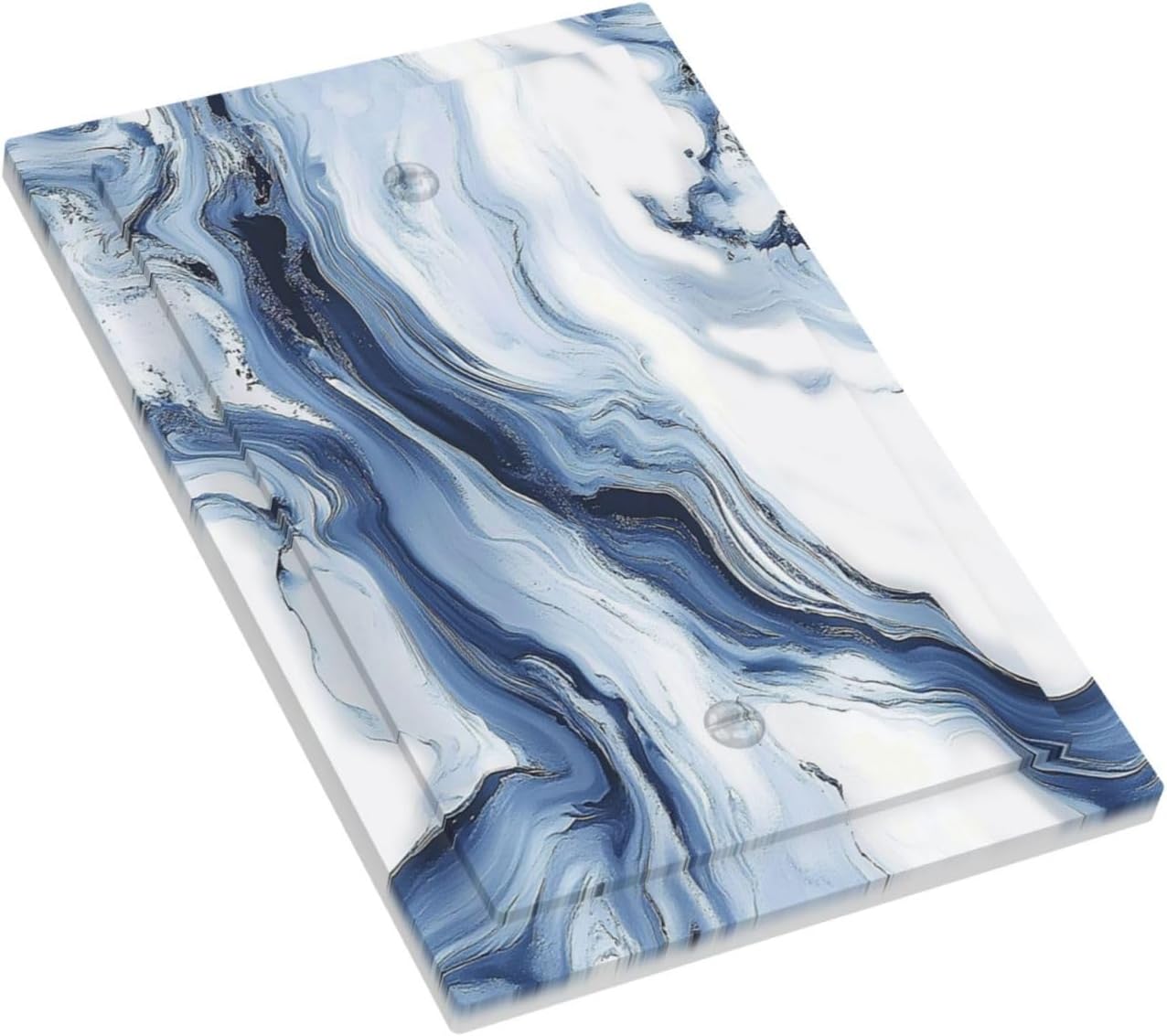 Light Switch Cover Plate White Marble Navy Blue Line Fluid 1 Gang No Device Blank Electrical Wall Plates Faceplate Decorative Switch Plate For Bathroom Kitchen Decor