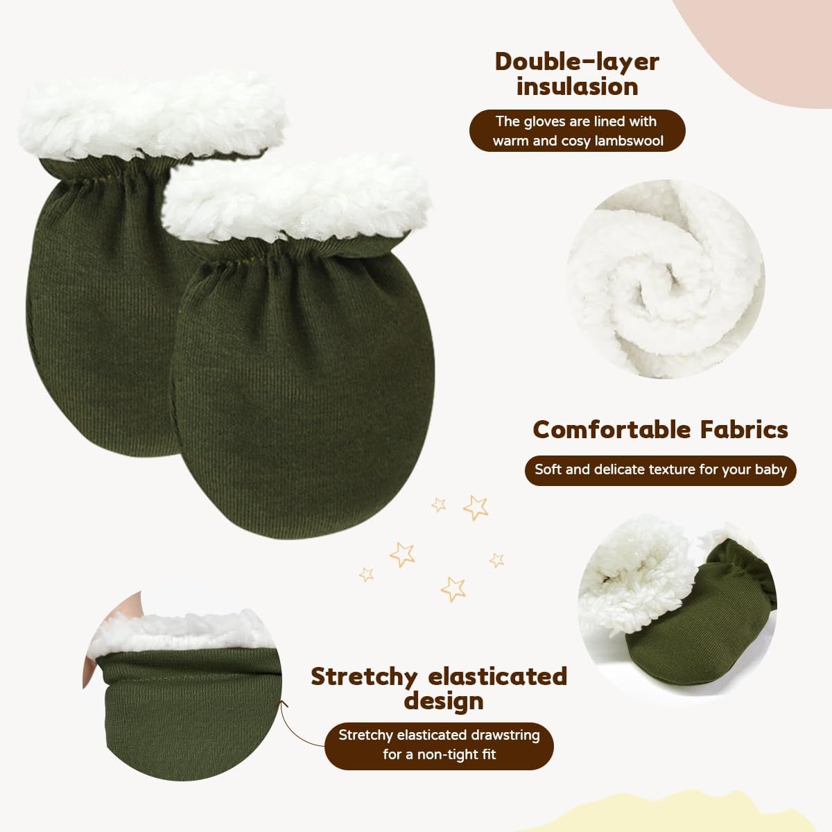 Cute Baby Mittens Newborn, No Scratch Baby Boy Mittens, Baby Girl Hat Gloves for Toddlers, Infant, Newborn