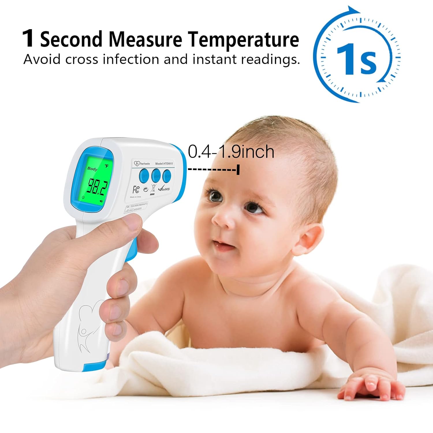 Digital Thermometer for Adults and Kids, No Touch Forehead Thermometer for Baby, 2 in 1 Body