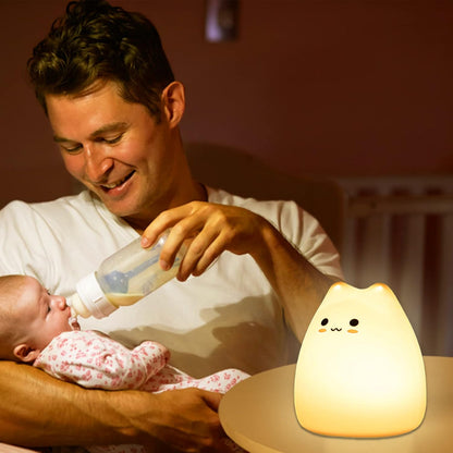 ZKLiLi Cat Night Light for Kids,Cute Night Lamp for Nursery,Squishy Silicone Cat Touch Lights Portable, Gift for Birthday and Christmas for Kids Baby Children