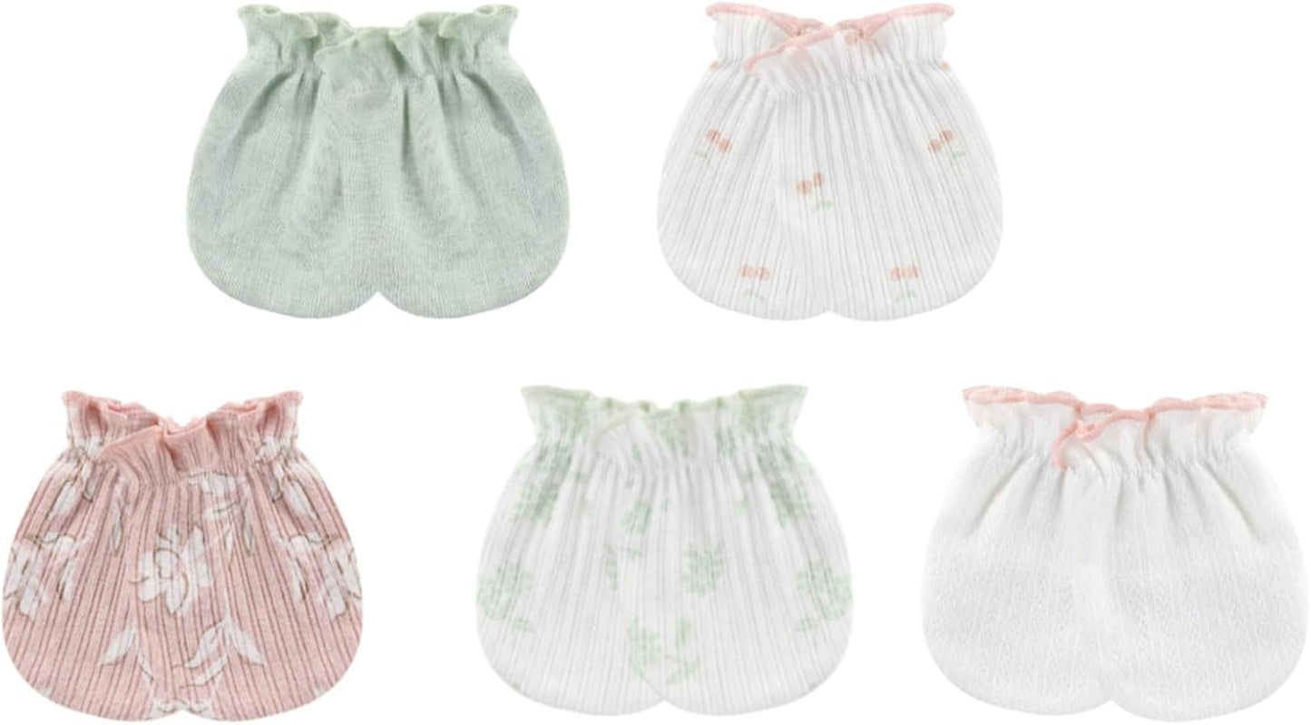 Baby Hat and Mittens Set Cotton Newborn Baby Hats Caps for Boys and Girls, 0-6 Months