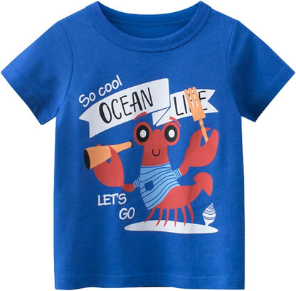 Boys' 4-Pack Excavator Short Sleeve Crewneck T-Shirts Top Tee Size 2-7 Years Toddler Boys' Value Pack Cotton T-Shirt