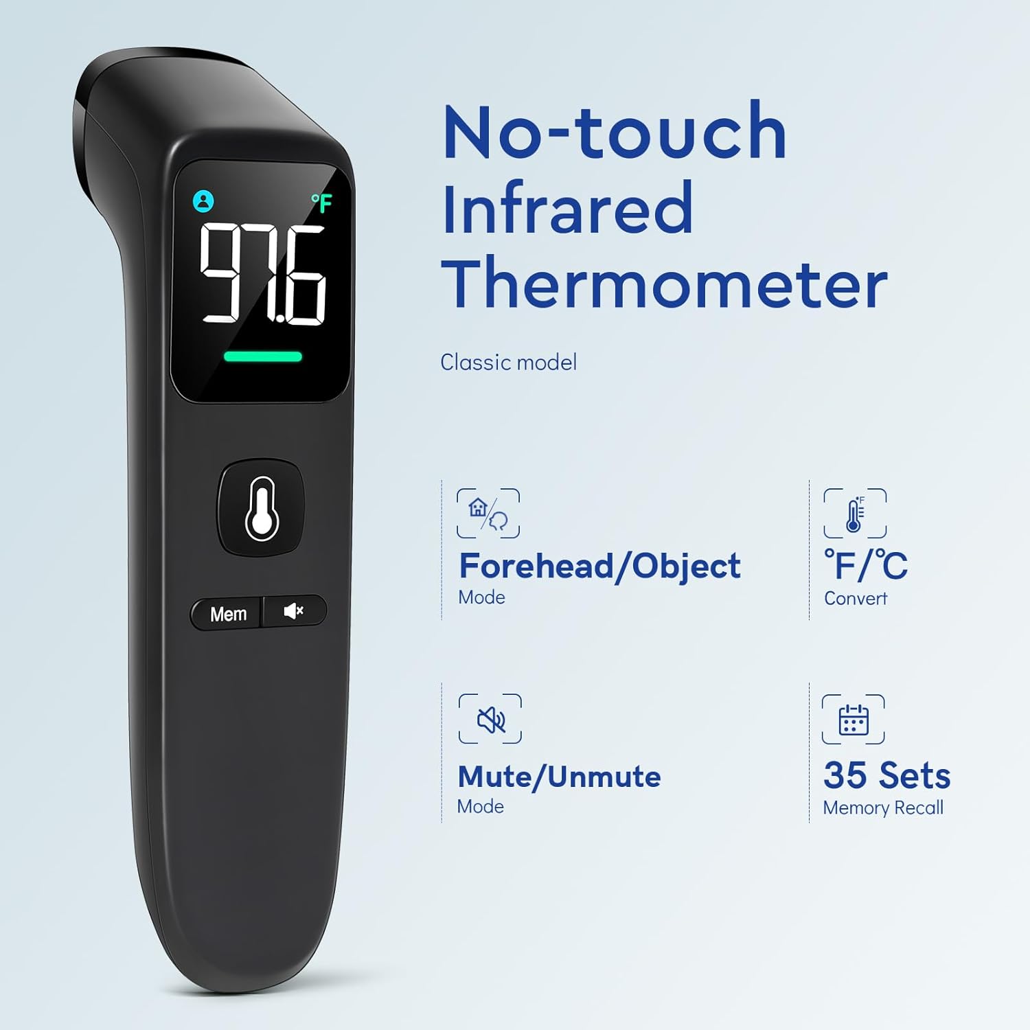 No-Touch Thermometer for Adults and Kids - Digital Forehead Thermometer with High Accuracy, Ultra