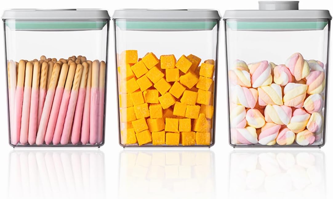 Ankou Pop Airtight Food Storage Containers with Lids- 3 Pcs Stackable One Button Opening Food