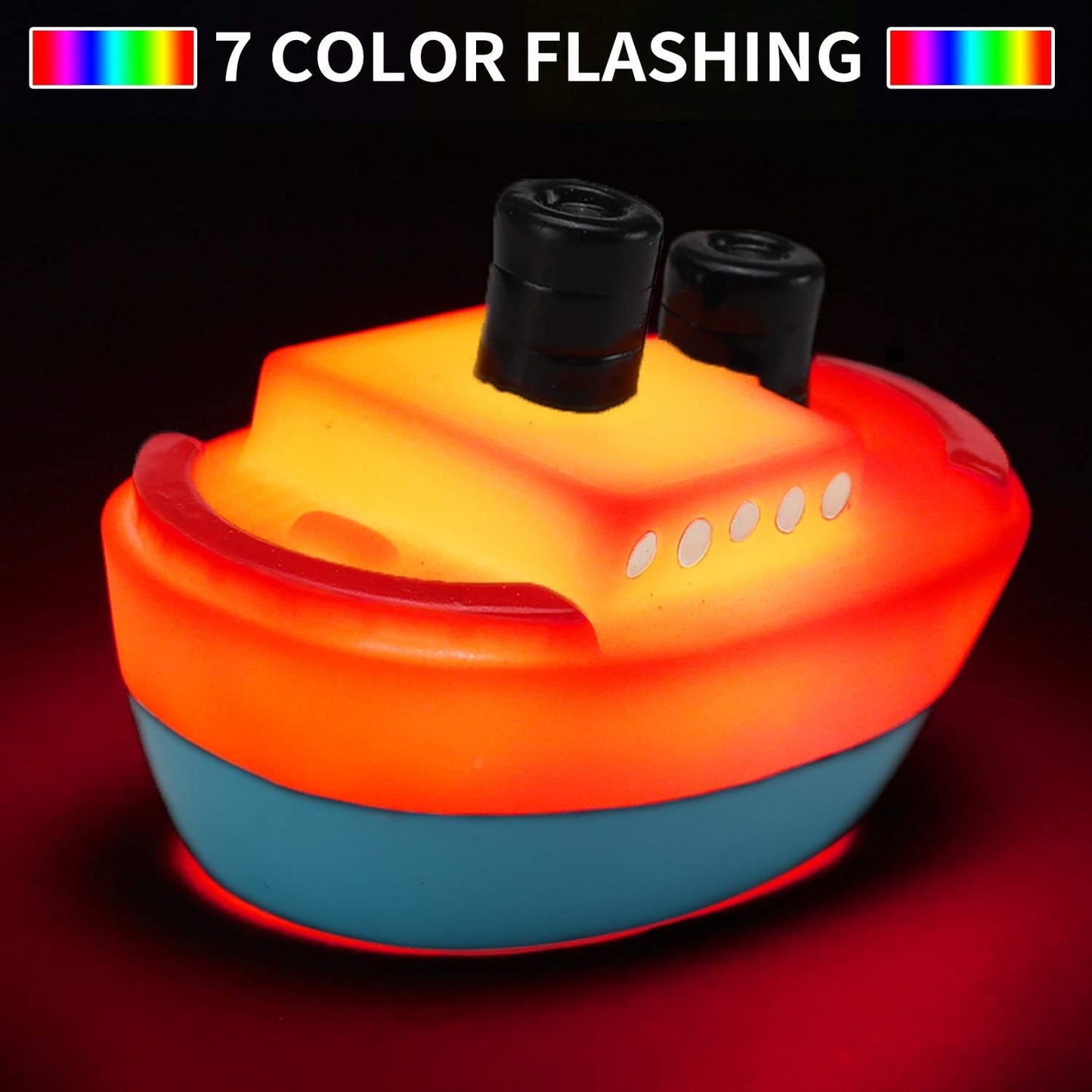 Bath Toys, 6 Packs Light up Boat Floating Rubber Set, Flashing Color Changing Light in Water, Tub