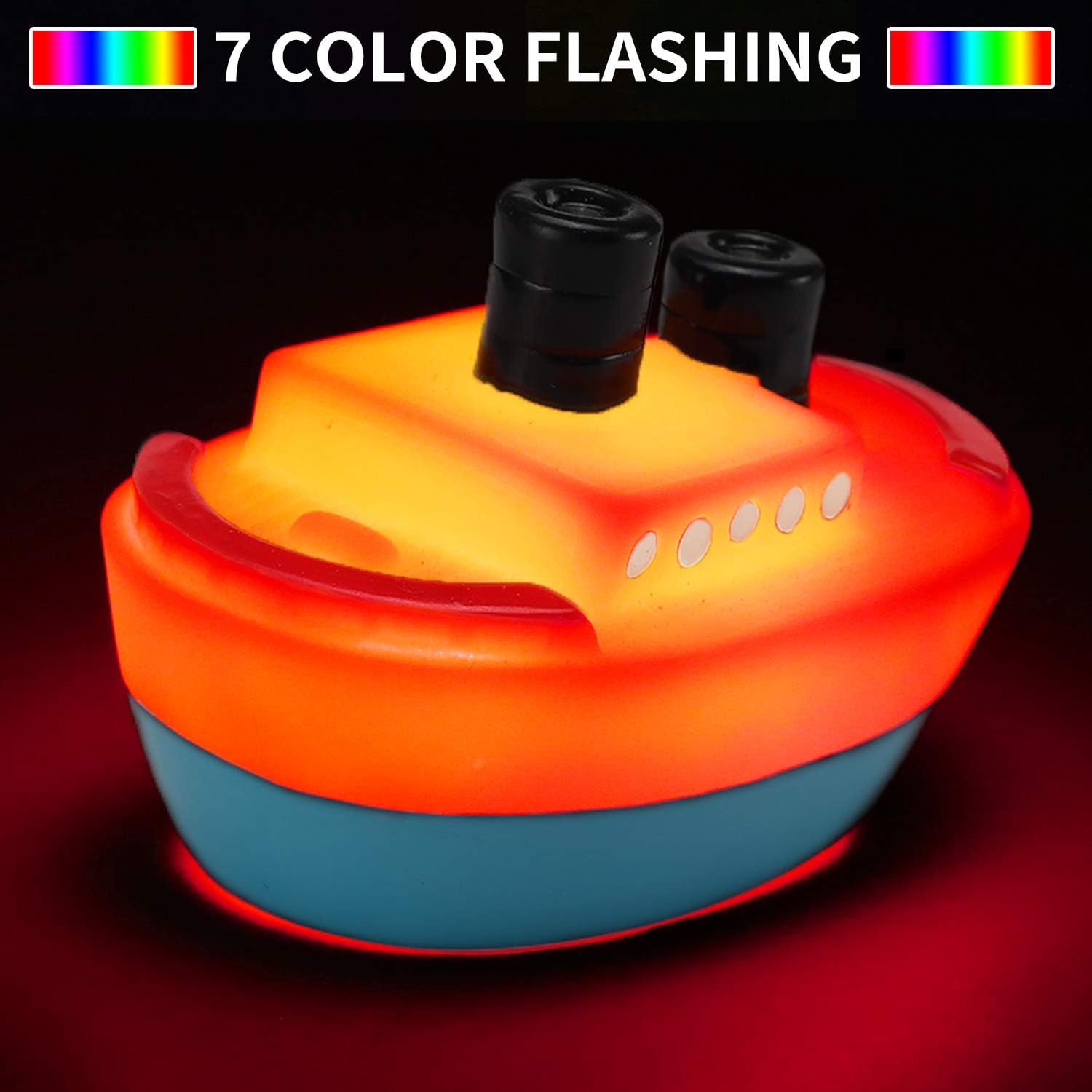 Bath Toys, 6 Packs Light up Boat Floating Rubber Set, Flashing Color Changing Light in Water, Tub