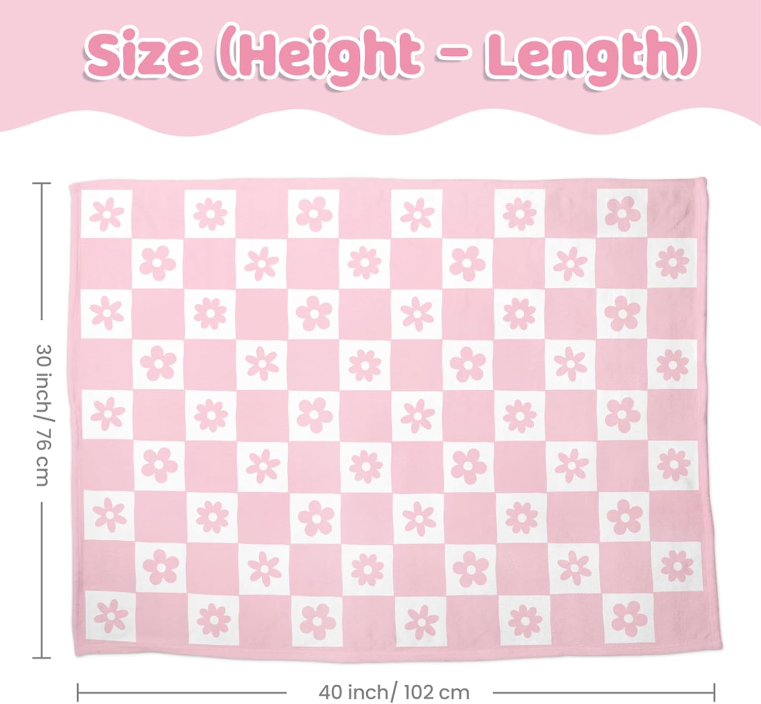 Daisy Minky Baby Blanket 30 x 40 Inches for Girls, Soft Plush Receiving Blanket with Dotted Back