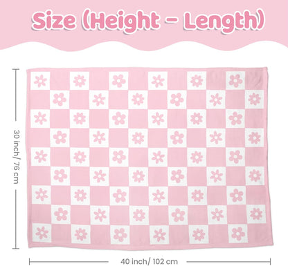 Daisy Minky Baby Blanket 30 x 40 Inches for Girls, Soft Plush Receiving Blanket with Dotted Back