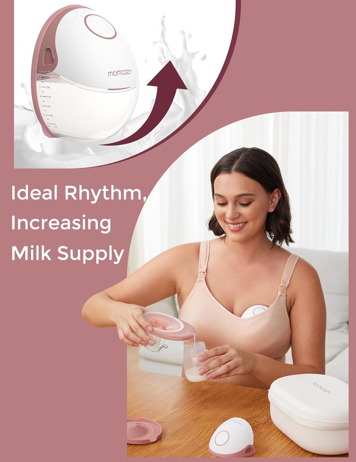 Momcozy Breast Pump Hands Free Mobile Style | M6, Wearable Breastfeeding Pump Ideal Rhythm for More