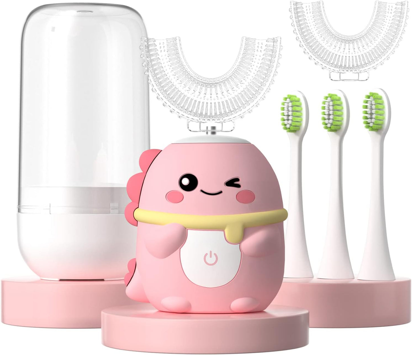 Kids Electric Toothbrush U Shaped Toddler Auto Sonic Toothbrushes with 5 Brush Head,Cartoon