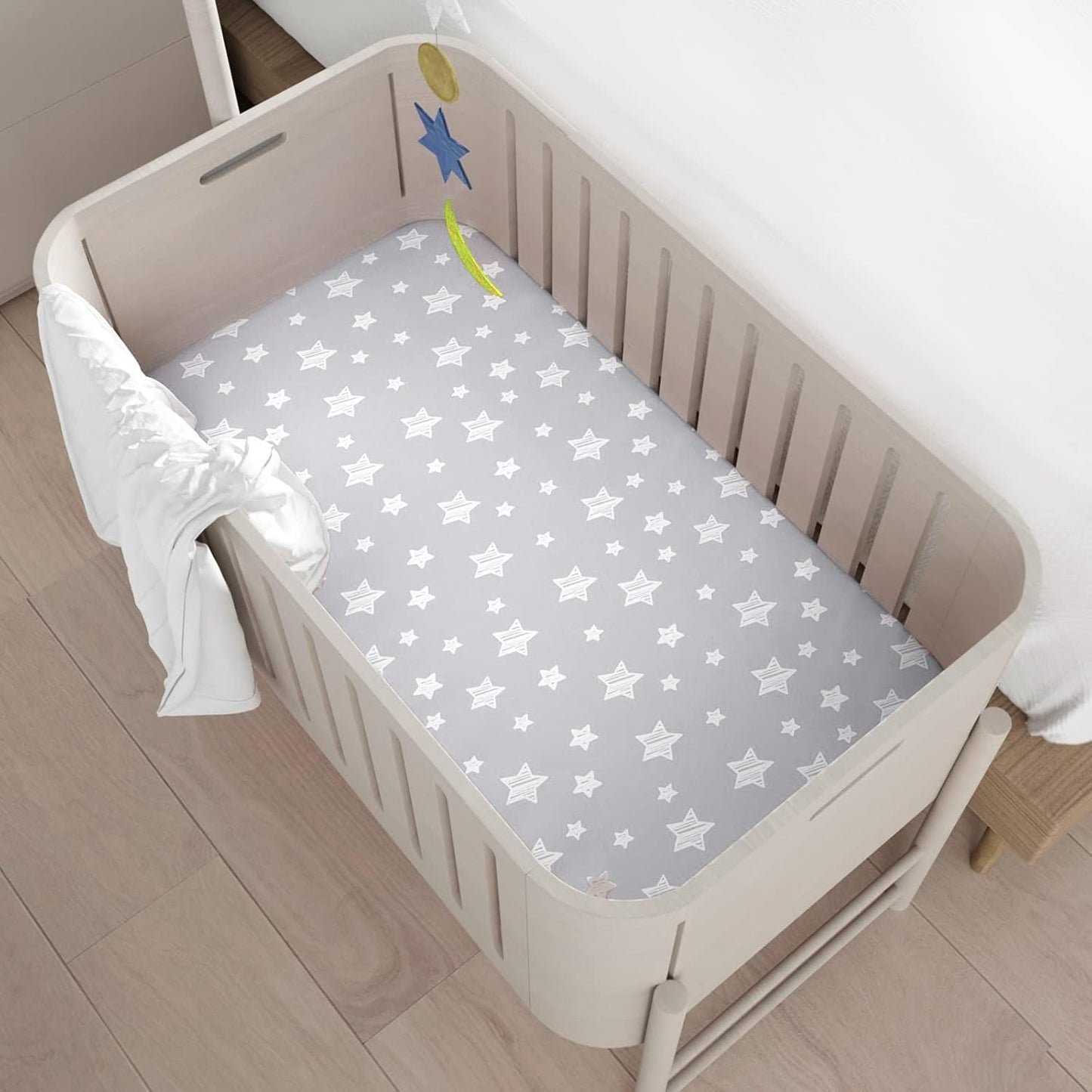Mini Portable Crib Sheets 4 Pack for Boys or Girls (38" X 24"), Compatible with Dream on Me, Delta