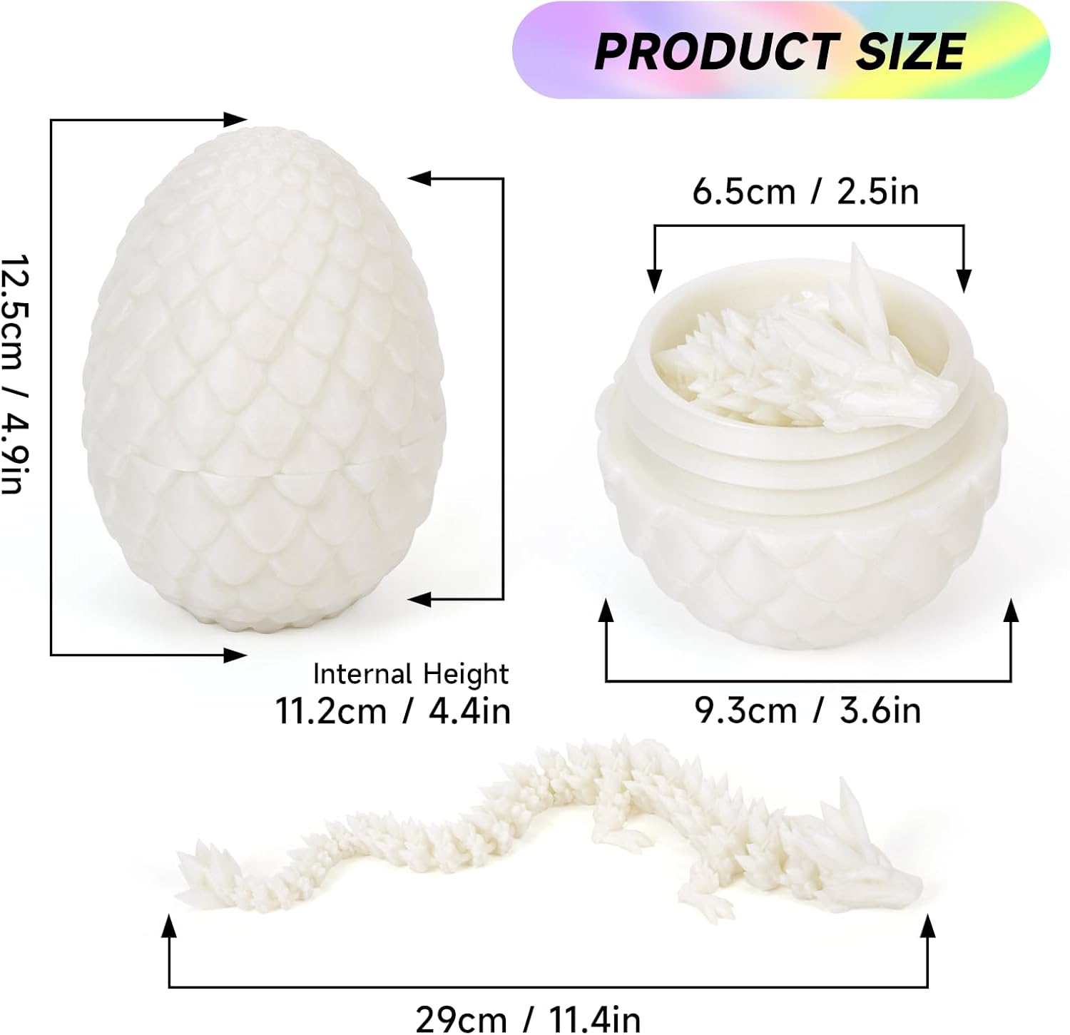 3D Printed Dragon Egg,Dragon Eggs with Dragon Inside,Crystal Dragon Fidget Toys,Full Articulated