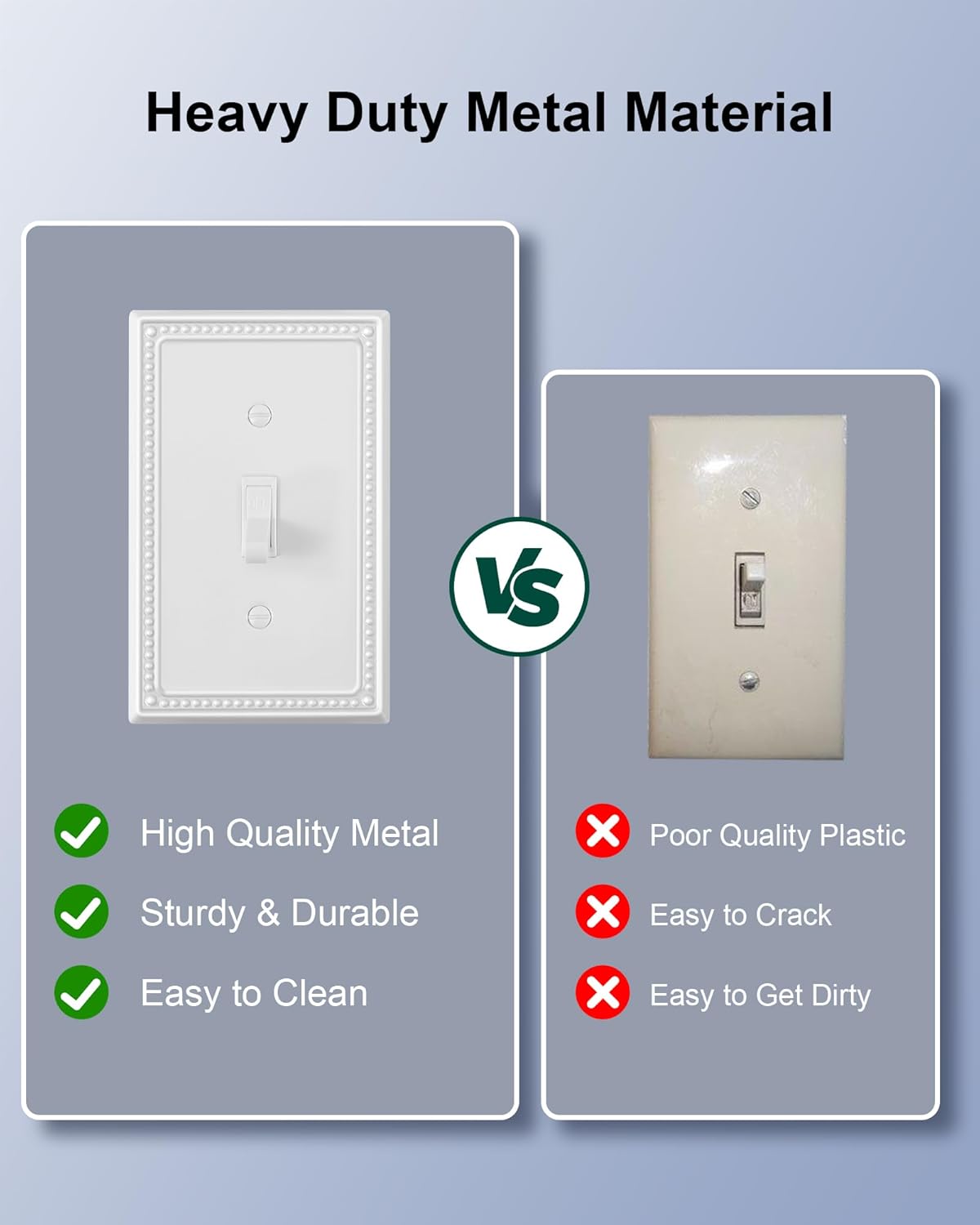 6-Pack Single Toggle Light Switch Cover Plate, Pearls Decorative Switch Plate Covers, Pure White 1