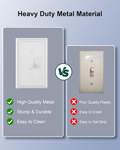 6-Pack Single Toggle Light Switch Cover Plate, Pearls Decorative Switch Plate Covers, Pure White 1