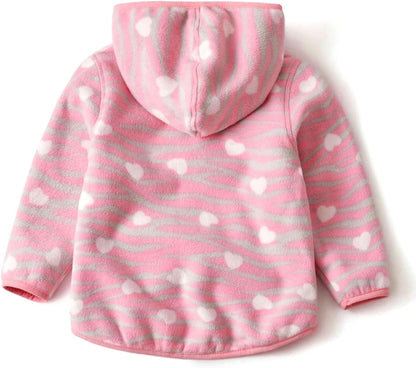 Toddler Printed Polar Fleece hooded Jacket Baby Boys Girls Kids Winter Warm Spring Autumn Outerwear Soft Lightweight