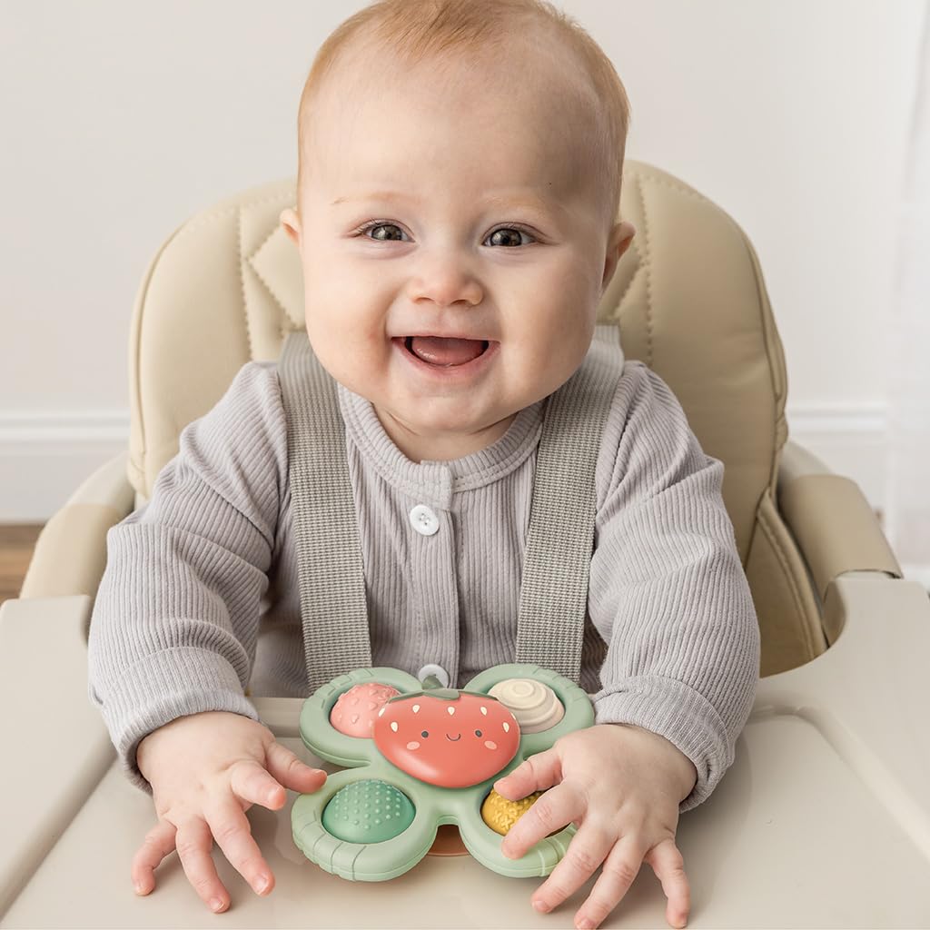 Itzy Ritzy Pop & Whirl Fidget Spinner Baby Bath & Travel Toy (Strawberry)