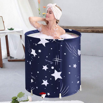 BESTHLS Foldable Bathtub Portable Soaking Bath Tub,Eco-Friendly Bathing Tub for Shower Stall (Blue
