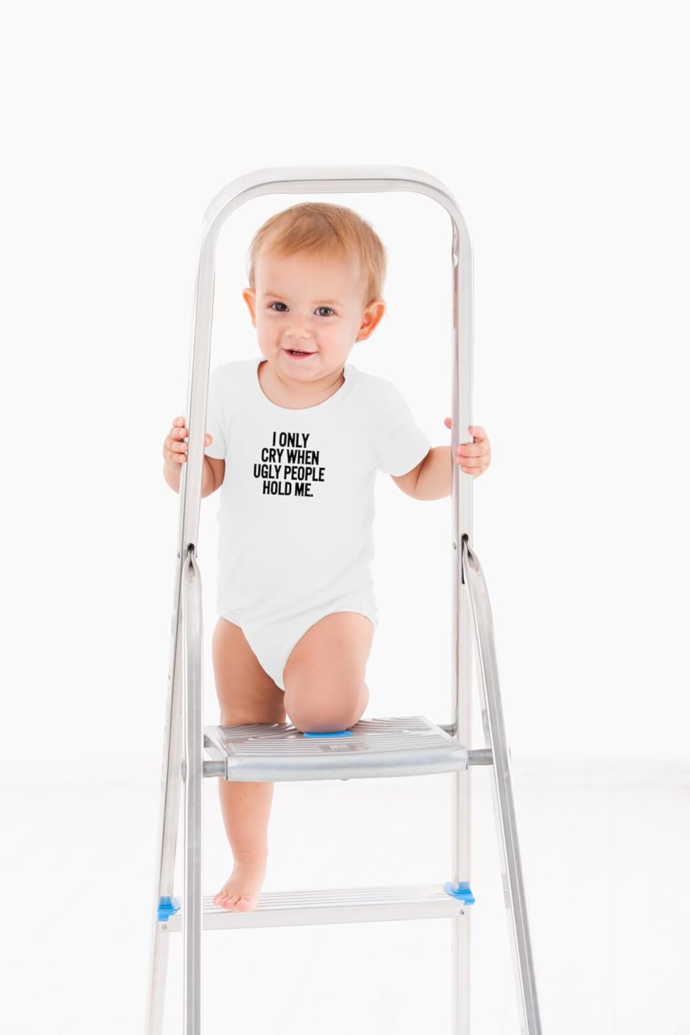 AW Fashions I Only Cry When Ugly People Hold Me Baby Bodysuit Funny Cute Baby Girl or Boy Outfit Romper