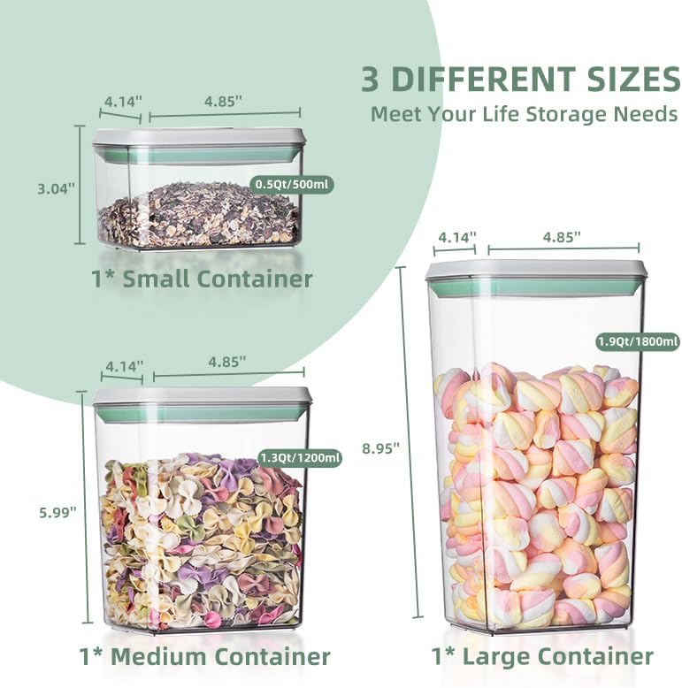 Food Storage Containers with Lids Airtight- 3Pcs BPA-Free Kitchen and Pantry Organization Pop