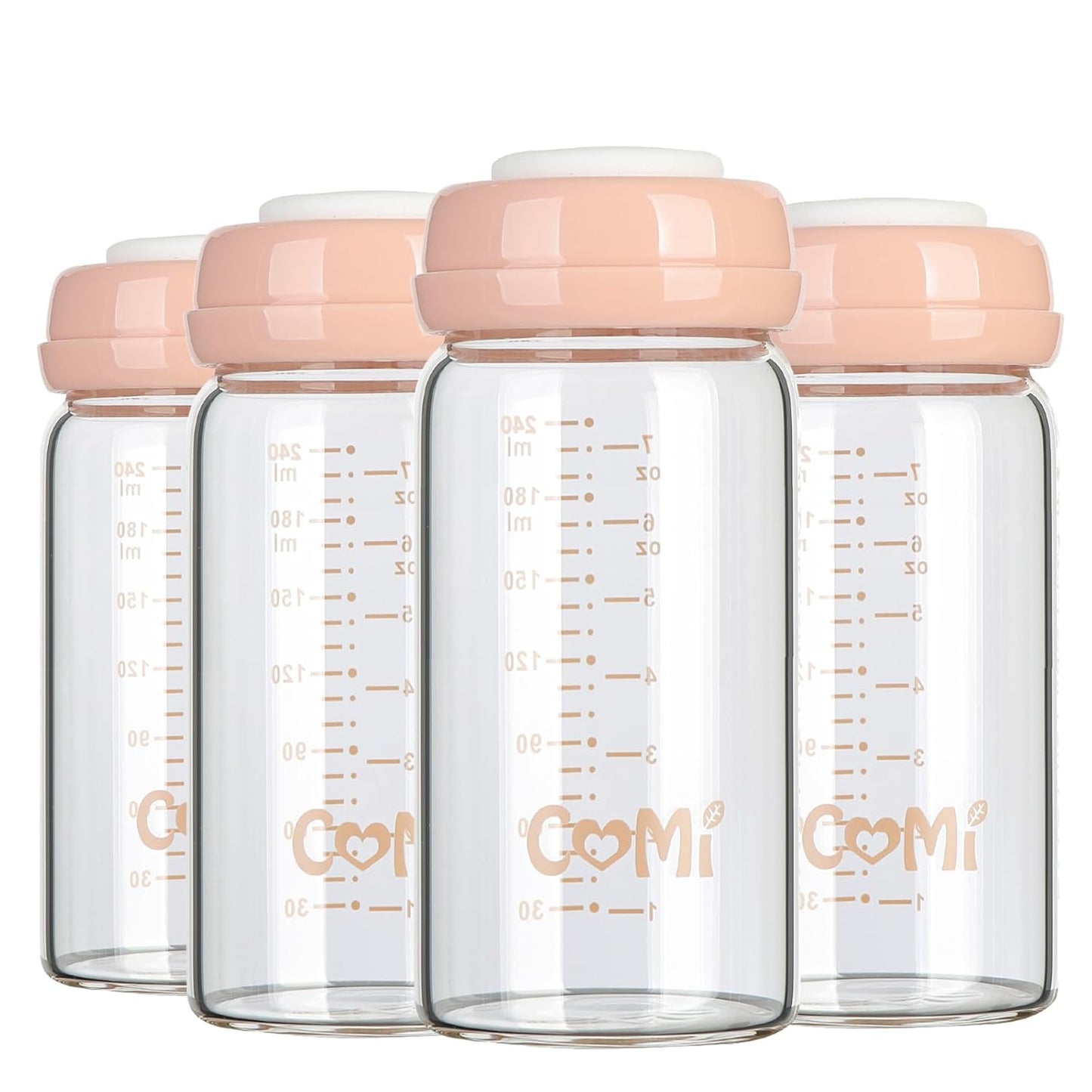 COMI Wide Neck Glass Breastmilk Collection n Storage Bottle, 8oz with Screw Ring Sealing Disk;