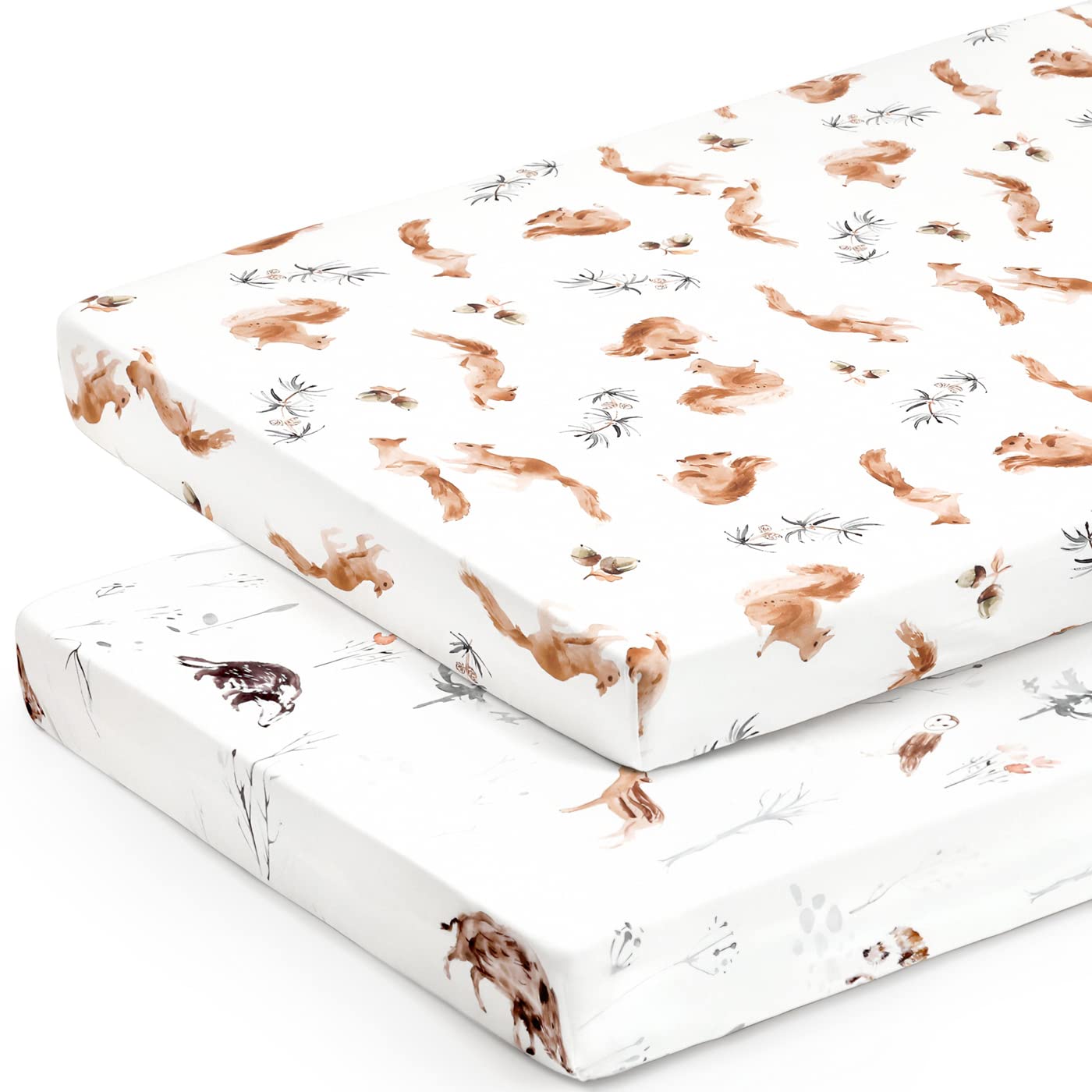 GRSSDER Stretchy Ultra Soft Jersey Knit Pack and Play Sheets 2 Pack, Portable/Mini Crib Sheets