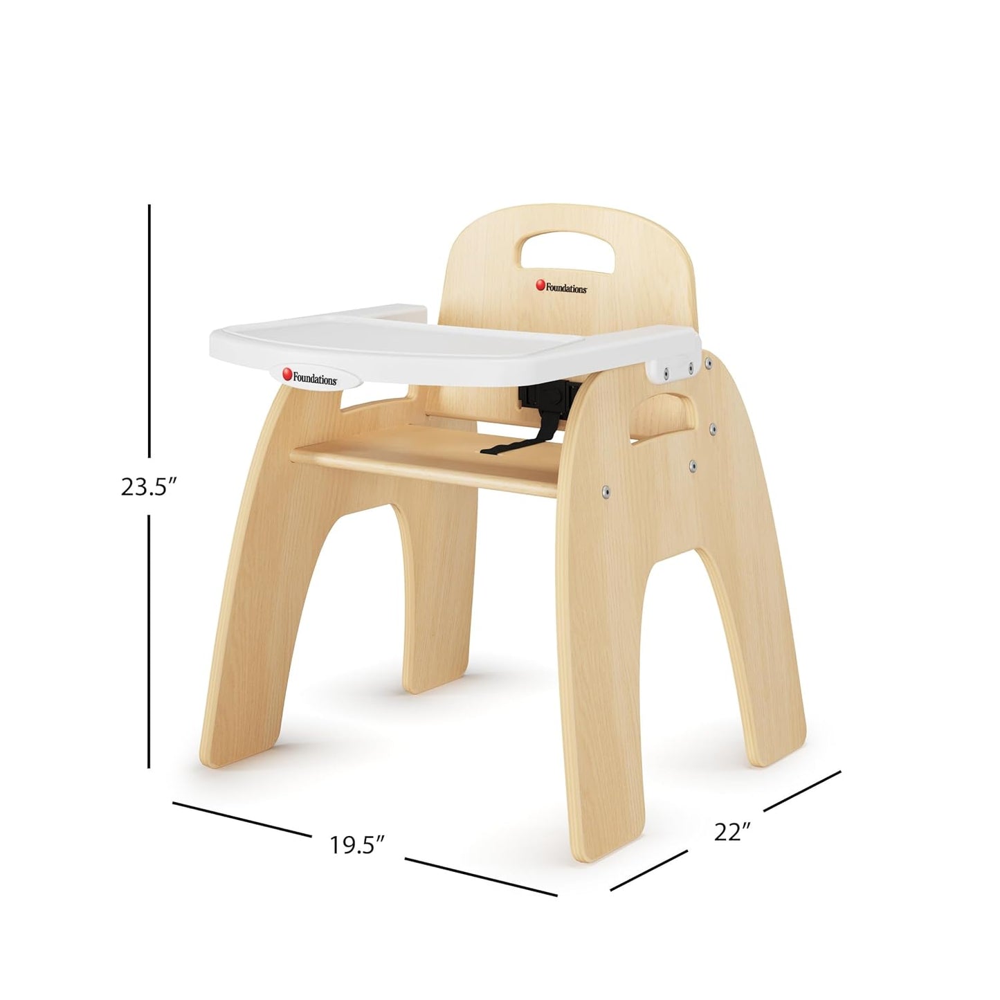 Foundations Easy Serve Low Wood Feeding Chairs Multipack, Adjustable Harness, Removable Dishwasher