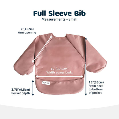Tiny Twinkle Mess Proof Baby Bibs, 2pk Waterproof Smock Baby Bibs for Eating, Machine Washable Long Sleeve Bibs, Baby Led Weaning, Toddler Bibs, BLW Supplies (Taupe Lilac, Small 6-24 Months)