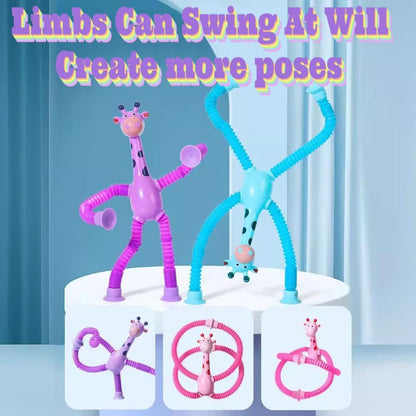 6PCS Telescopic Suction Cup Giraffe Toy,pop Tubes,Toys for Kids,Toddler Travel Toys,Toddler Sensory Toys,figette Toys,Fidget Toys for Kids,Treasure Box prizes,Small Toys for Kids prizes