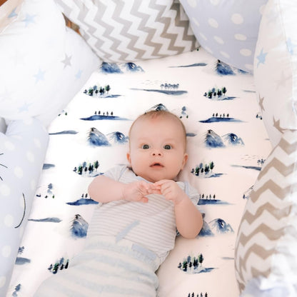 4 Pack Breathable Bassinet Sheets for Baby Boys Neutral Unisex Soft Bassinet Fitted Sheets for Toddler Travel Bassinet (Mountain)