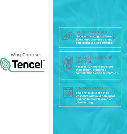 PUREgrace Tencel Mattress Protector (Queen) – Waterproof, Noiseless Cover, Soft and Breathable with Deep-Pocketed Corners for Secure Fit