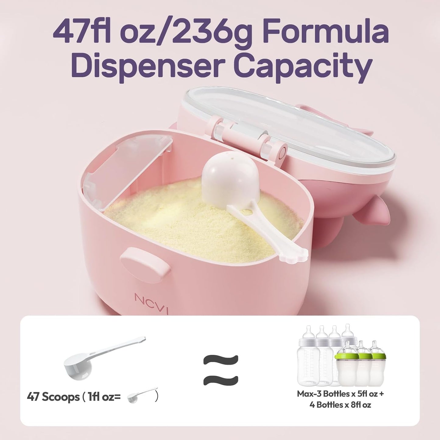 NCVI Baby Formula Dispenser On The Go, Formula Container To Go, Formula Holder for Travel, Outdoor