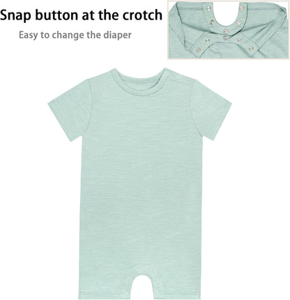 GUISBY Baby Short Sleeve Bodysuit Snap Crotch Closure Cotton Pajamas for Baby 3-Packs