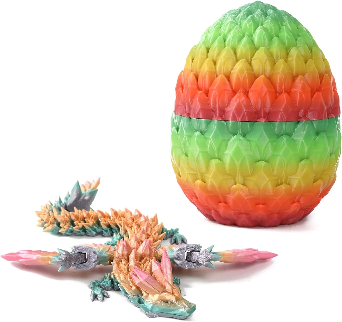 Easter Dragons 3D Printed Dragon Egg with Dragon Inside Crystal Dragon Fidget Toy for Adult Full Articulated Dragon for Home Office Decor