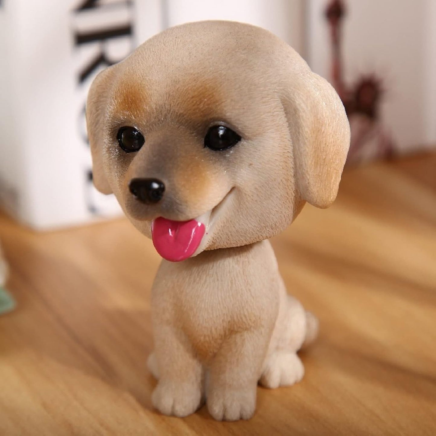 Resin Bobbing Head Dog Figurines Mini Bobblehead Puppy for Home Office Desk Car Dashboards Decor Ornaments (Labrador)
