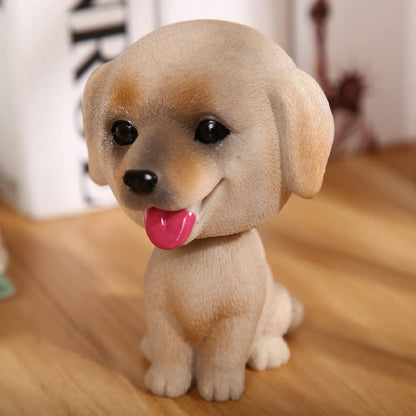 Resin Bobbing Head Dog Figurines Mini Bobblehead Puppy for Home Office Desk Car Dashboards Decor Ornaments (Labrador)