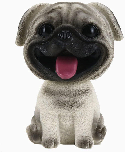 Resin Bobbing Head Dog Figurines Mini Bobblehead Puppy for Home Office Desk Car Dashboards Decor Ornaments (Pug)