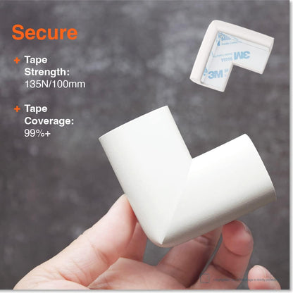 Roving Cove HeftyFit Corner Protector for Baby (8 Large Corners), Heavy-Duty Soft Rubber Foam Furniture Corner Bumper Guards, 3M Adhesive Pre-Taped, Oyster White (Off White)
