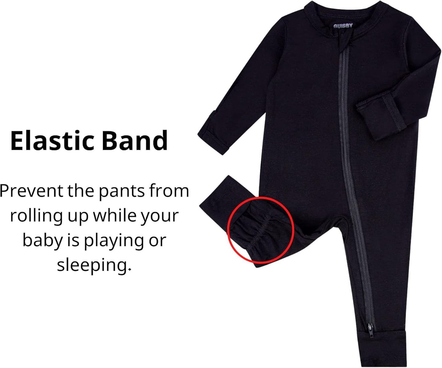 GUISBY Baby Pajamas with Mitten Cuffs - 3Pcs Girls Boys 2 Way Zipper Long Sleeve Rayon Sleepers