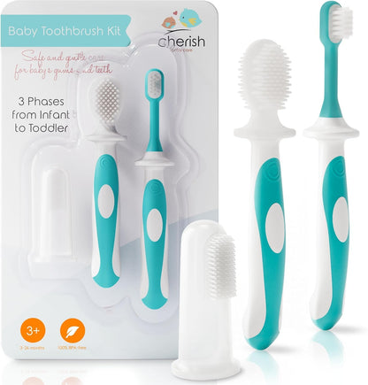 Cherish Baby Care Baby Toothbrush & Toddler Toothbrush Set (0-2 Years) - BPA-Free & Safety-Tested