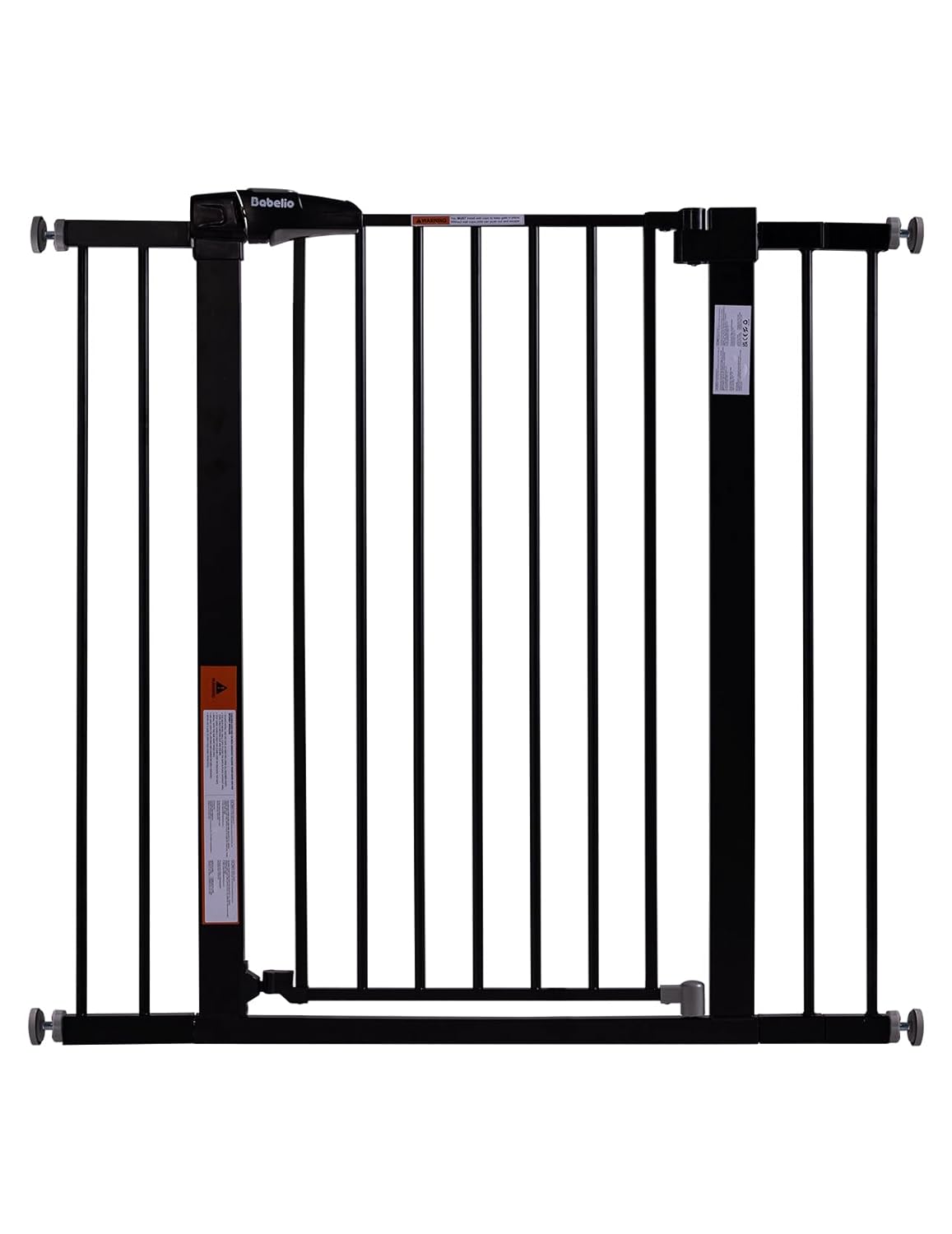BABELIO 36" Tall Baby Gate, 26-40" Wide Auto Close Pet Gate, Pressure Mounted Metal Dog Gate, Easy-Install No Drilling, No Tools Required, with Wall Protectors and Extension Kits, Black