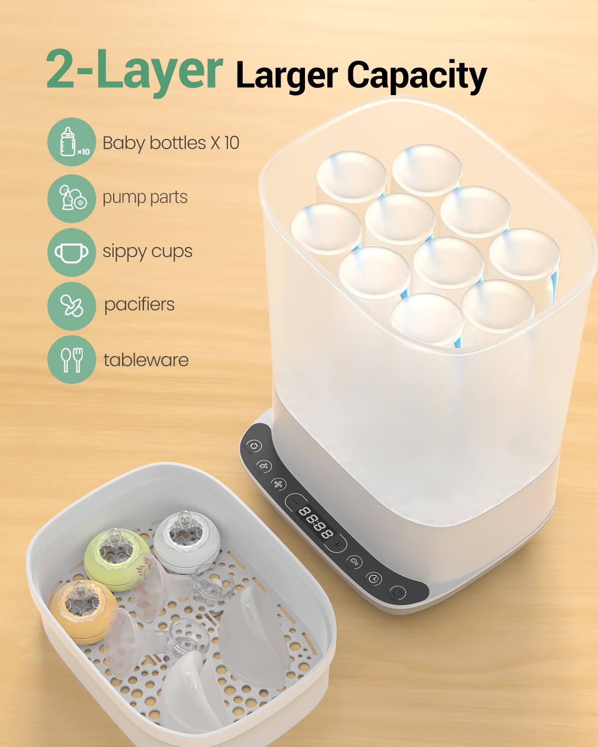 Baby Bottle Sterilizer | Esterilizador de Biberones, 6-in-1 HAUTURE Bottle Sterilizer and Dryer