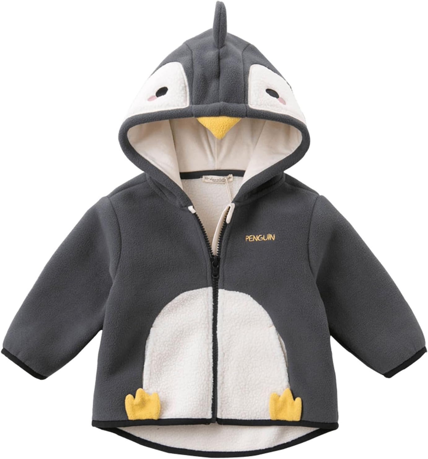 DAVE&BELLA Toddler Fleece Jacket, Baby Boys Girls Animal-shaped Hooded Zipper Long Sleeve Warm Spring Autumn Outerwear Coat