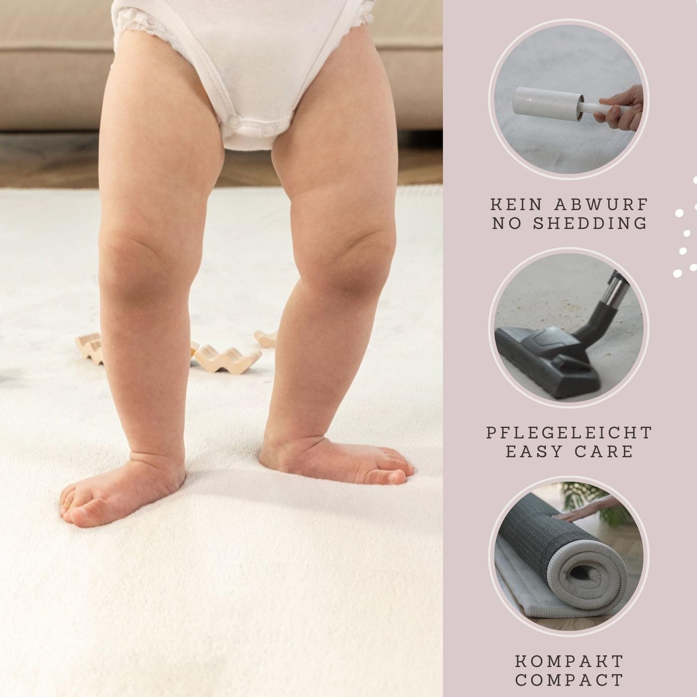 Premium Baby Play Mat 60”x80” Light Gray – Cloud-Soft Coral Velvet Memory Foam Rug for Crawling & Play – Non-Slip, Water-Repellent, Easy-Care Tummy Time Mat – Non-Toxic Padded Playmat