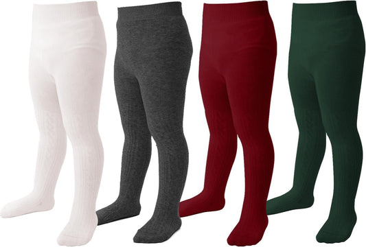 Marchare Baby Girls Tights Thick Solid Cable Knit Leggings Winter Warm Stockings For Toddler Girls